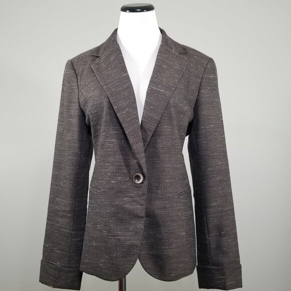 Lafayette 148 Ny Womens Wool Blazer 10 Brown Modern Single Button Jacket Career - Picture 1 of 9